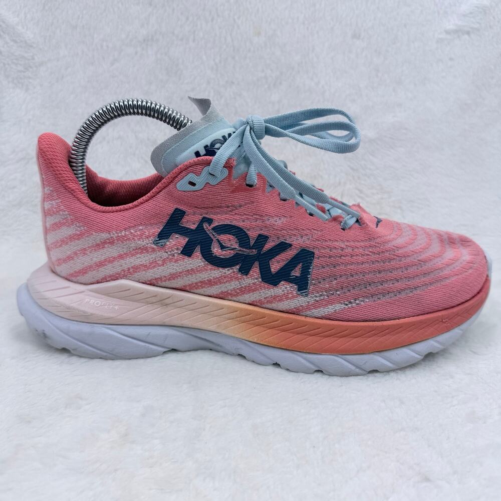 HOKA Mach 5 Womens Running Shoes Camellia Peach Parfait Size 7 Athletic Sneakers